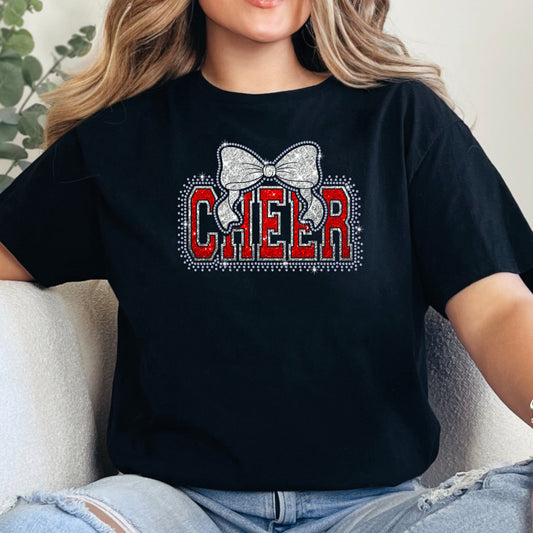 Cheer Rhinestone Glitter Bow Digital Design