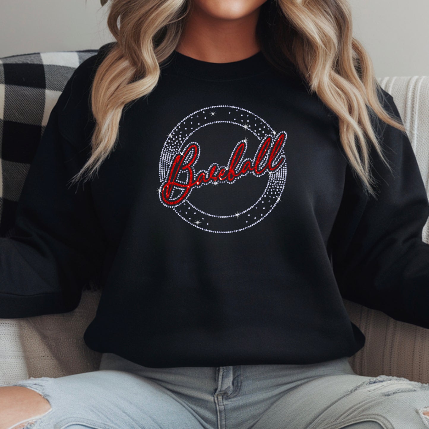 Baseball Rhinestone Circle Script Template – Digital Download