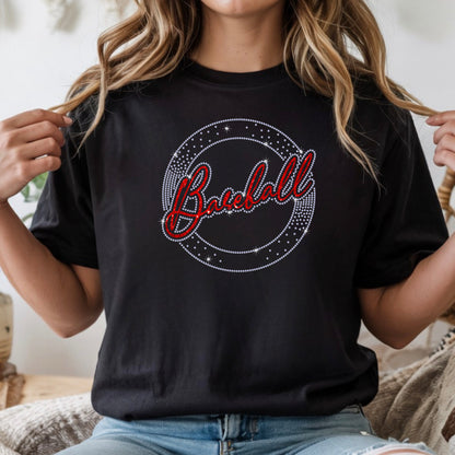 Baseball Rhinestone Circle Script Template – Digital Download