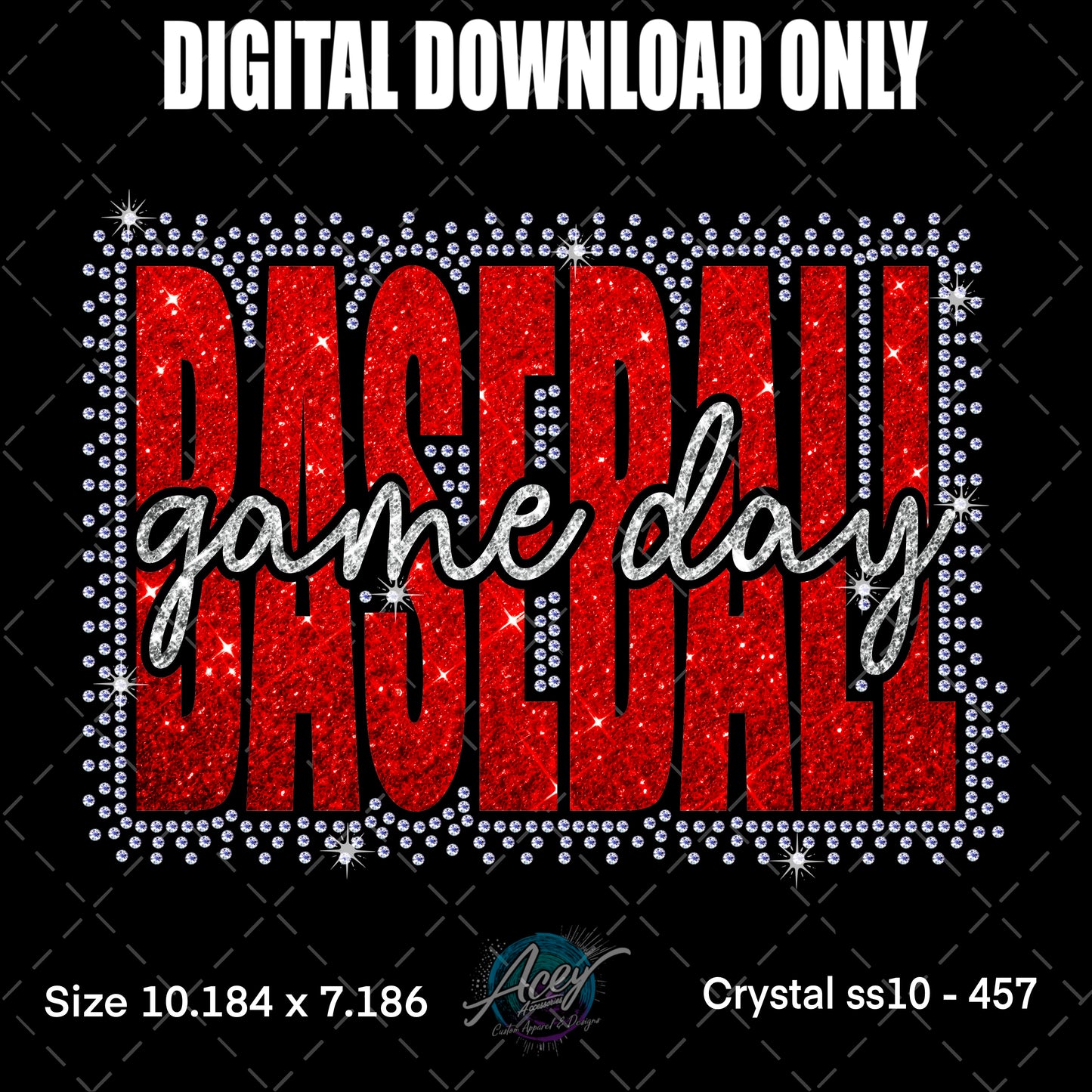 Baseball Game Day Scatter Rhinestone Template – Digital Download