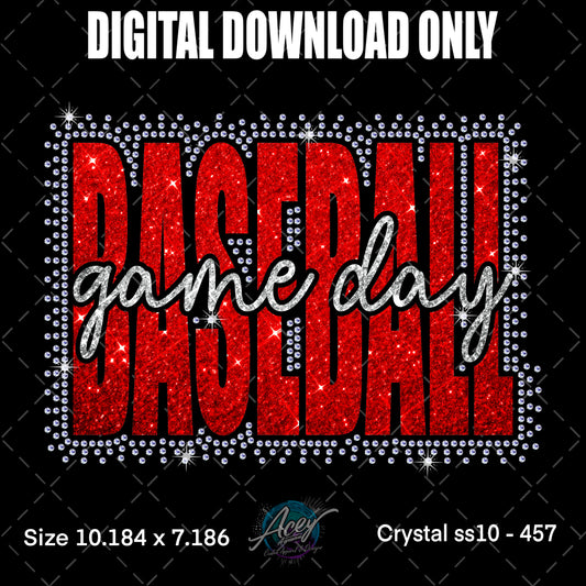 Baseball Game Day Scatter Rhinestone Template – Digital Download