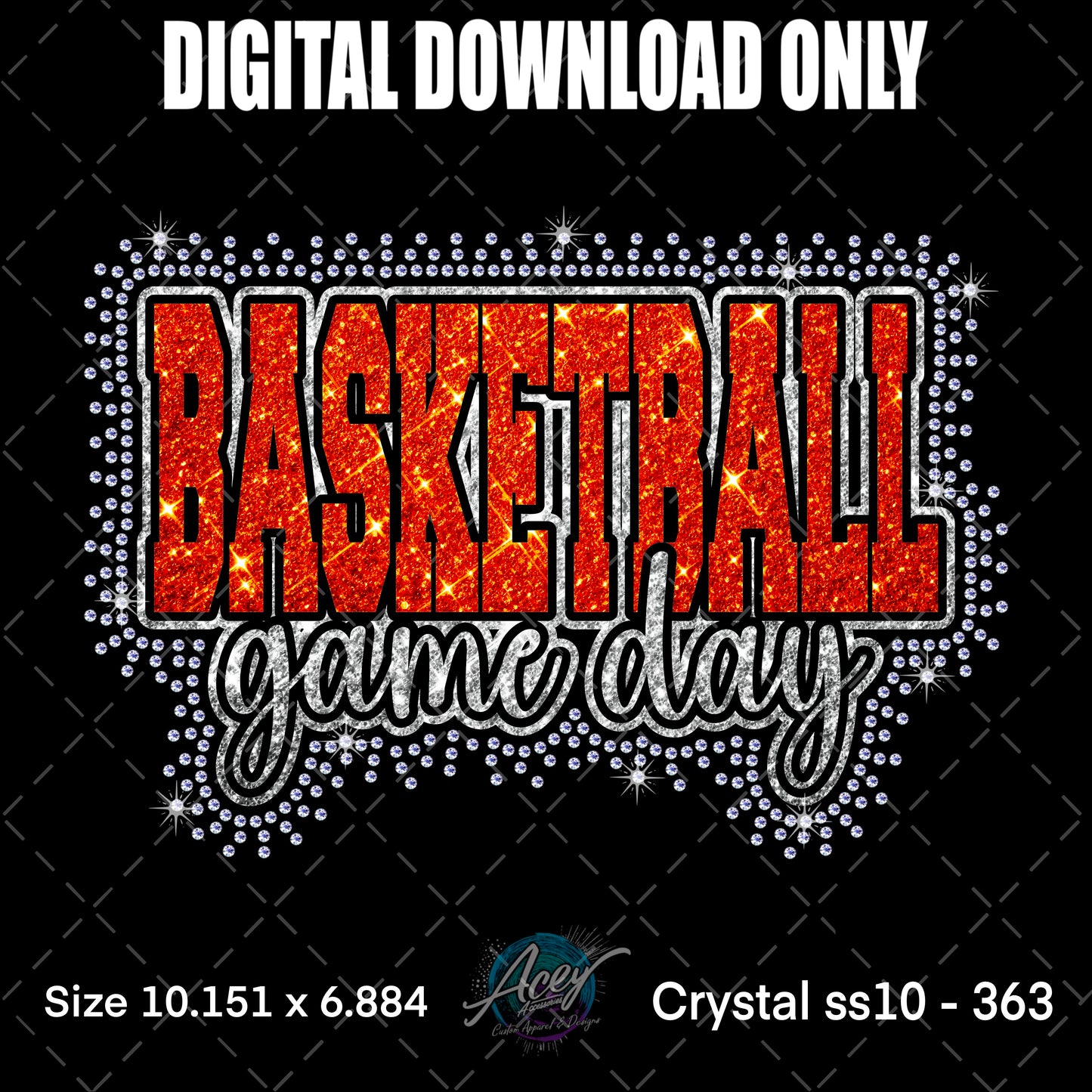 Basketball Game Day Rhinestone Template – Digital Download