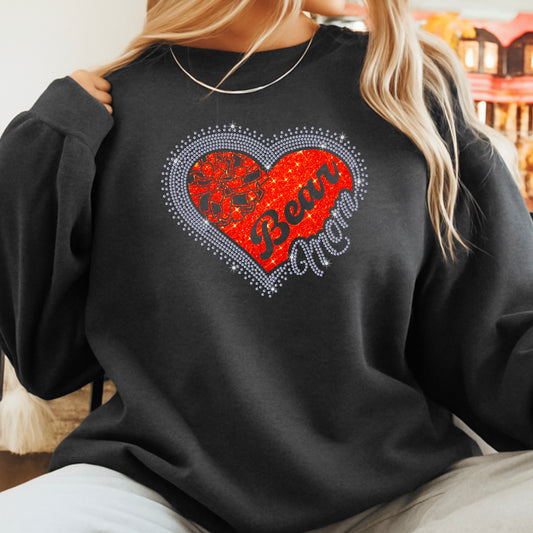 Bear Cheer Mom Scatter Heart Rhinestone Template – Digital Download
