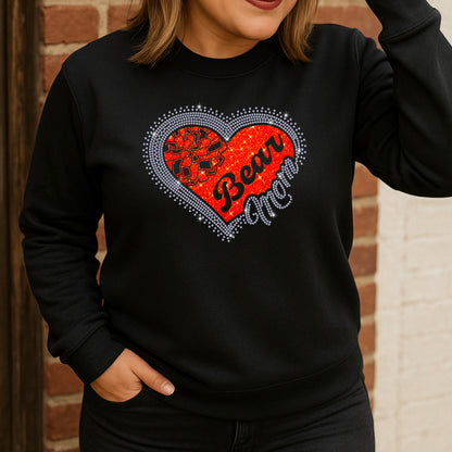 Bear Cheer Mom Scatter Heart Rhinestone Template – Digital Download