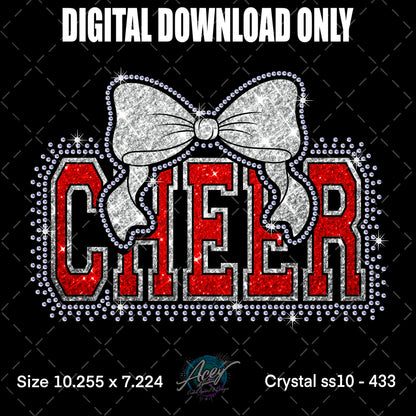 Cheer Rhinestone Glitter Bow Digital Design