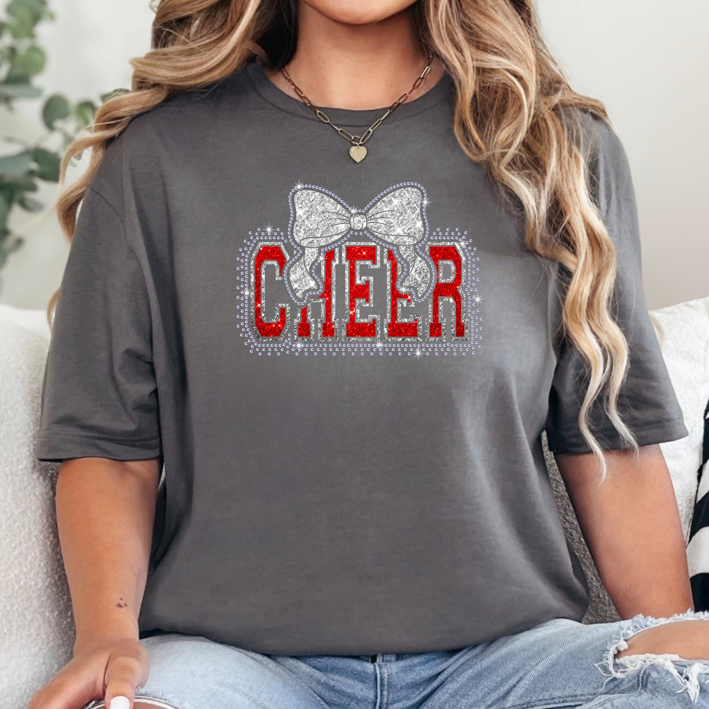 Cheer Rhinestone Glitter Bow Digital Design