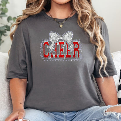 Cheer Rhinestone Glitter Bow Digital Design